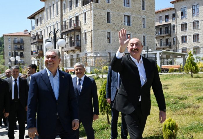 Gurbanguly Berdimuhamedov and Ilham Aliyev Inspect New Shusha Residential Complex