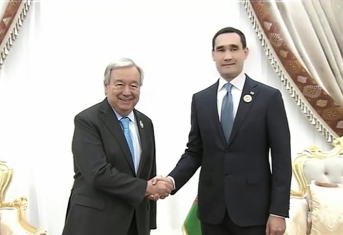 President of Turkmenistan Meets UN Secretary-General in Avaza