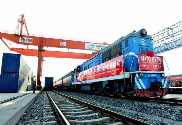 Freight Train With China's Electric Tools Departs to Central Asia