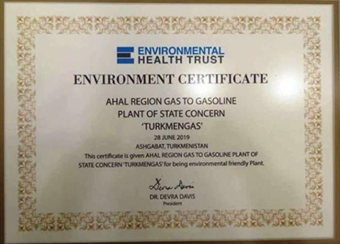 Turkmen Gas-to-Gasoline Plant Awarded International Certificates