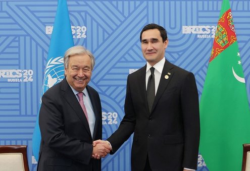 President Serdar Berdimuhamedov Meets UN Secretary-General at BRICS Summit