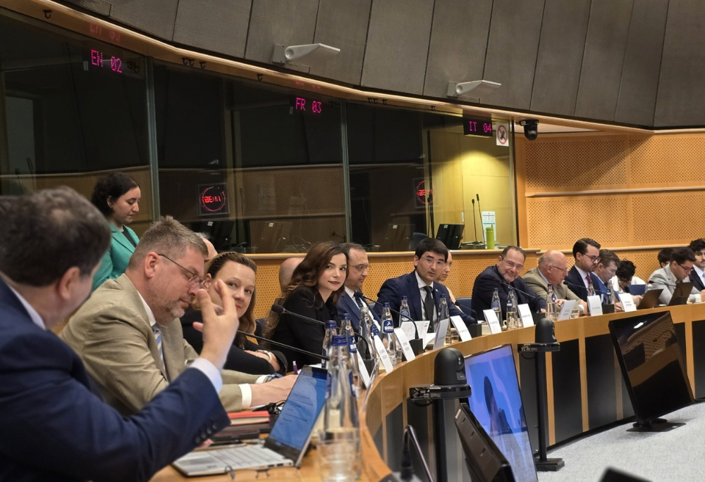 Ýewropa Parlamentinde geçen “Transhazar geçelgesi Ýewropa Bileleşiginiň strategik özbaşdaklygyny pugtalandyrýan faktor hökmünde” atly tegelek stol duşuşygy, 2026-njy ýylyň 2-nji iýuly, Brussel, Belgiýa (Surat: Türkmenistanyň Belgiýadaky ilçihanasy)